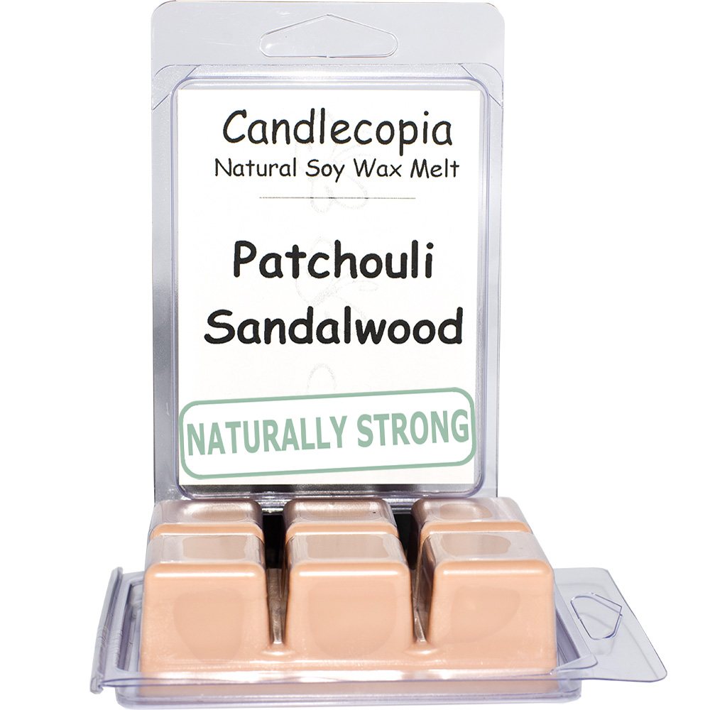 Candlecopia Indian Sandalwood Strongly Scented Hand Poured Vegan Wax Melts 12 Scented Wax Cubes 6.4 Ounces in 2 x 6-Packs